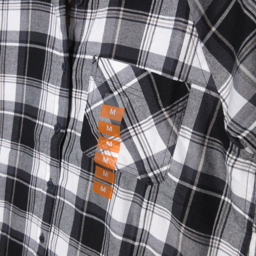Eddie Bauer Top Tunic Women Medium Black Gray Hillside Plaid Flannel Outdoor NWT - Picture 3 of 12